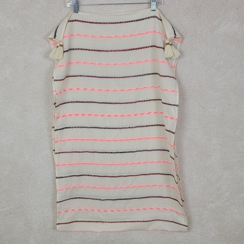 J. Jill Scarf One Size Cream Multi Striped Tassel Trim Bohemian Lightweight NWT - Picture 6 of 8